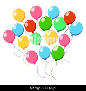 Balloon set. shiny colorful glossy balloons isolated on white background. Big collection of different nice balloons Stock Vector