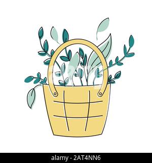 Eco bag hand drawn doodles style. Eco style. No plastic. Zero waste concept vector illustration. Isolated on white background Stock Vector