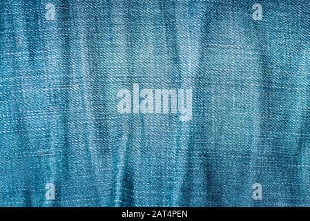 Crumpled denim fabric texture Stock Photo