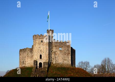 Norman keep of Cardiff Castle, Cardiff, Wales, South Glamorgan, United Kingdom Stock Photo