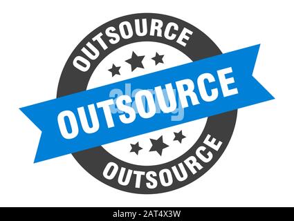 outsource sign. outsource round ribbon sticker. outsource tag Stock Vector