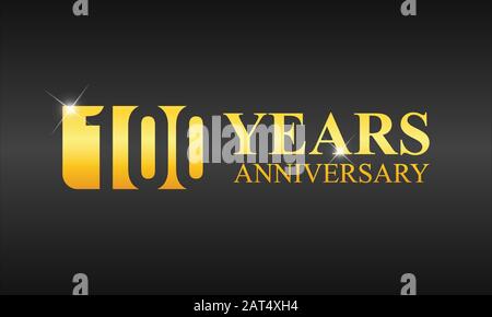 Gold 100 Years anniversary celebration template design isolated in a dark background Stock Vector