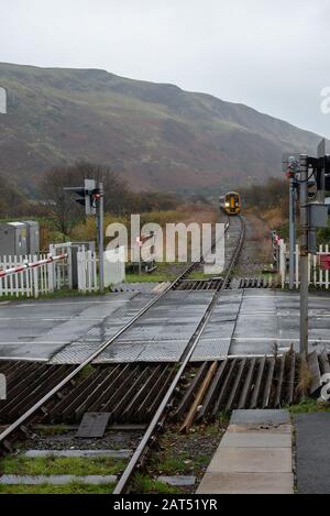 Sea defences at Fairbourne will stop being maintained - below sea level - village destroyed due to climate change - rising sea levels in the UK - Stock Photo