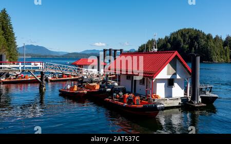Coast Guard Station Dock, Bamfield, Vancouver Island, British Columbia, Canada Stock Photo