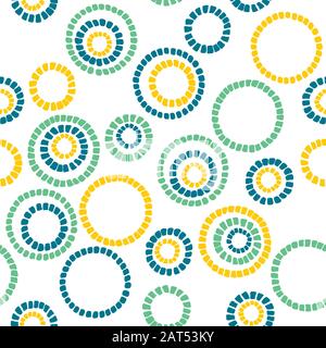 Simple circle texture. Abstract seamless pattern. Colorful background with bright colored mosaic circles. Plain backdrop for decoration, wallpaper or Stock Vector