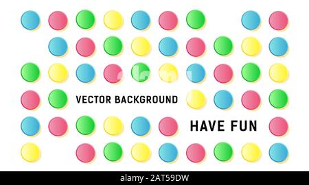 Colored volume circles dot pattern fun mood vector background template Stock Vector