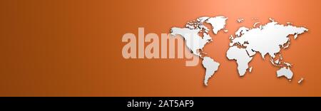 World map on orange background banner Stock Photo