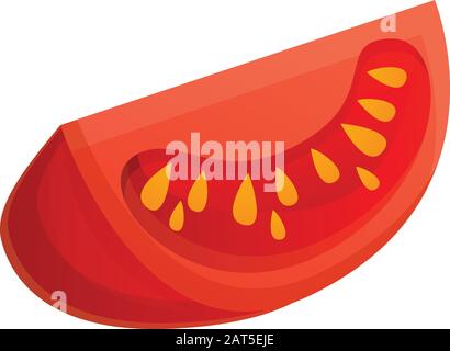 Piece of tomato icon. Cartoon of piece of tomato vector icon for web design isolated on white background Stock Vector