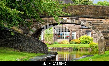 Snake Bridge over the junction of the Macclesfield Canal and the Peak Forest Canal, UK Stock Photo