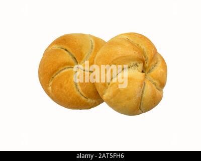 Wheat buns isolated against a white background Stock Photo