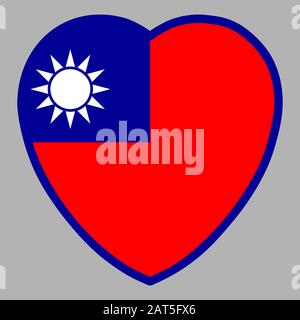 Taiwan Republic of China Flag In Heart Shape Vector Stock Vector