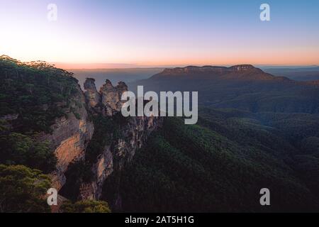 Sunset landscape at Blue Mountains, Australia Stock Photo