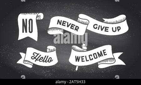 Ribbon Banner. Set of black and white ribbon banner Stock Vector