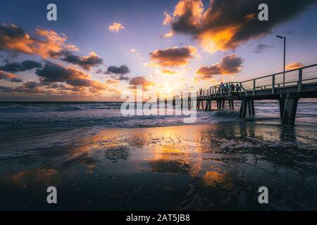 Henley beach jetty at sunset, Adelaide, South Australia Stock Photo