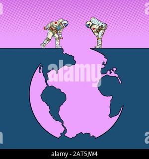 Astronauts and Planet Earth Stock Vector