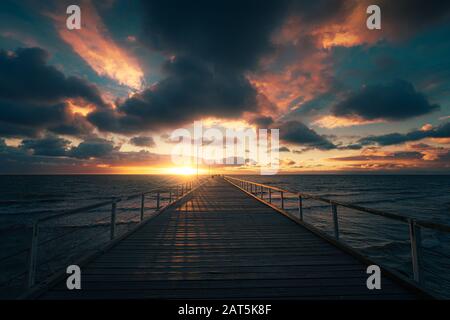 Sunset at Semaphore jetty, Adelaide, Australia Stock Photo