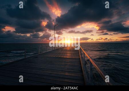 Sunset at Semaphore jetty, Adelaide, Australia Stock Photo