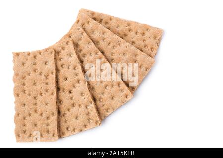 Crunchy crispbread on white background. Stock Photo