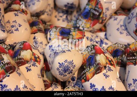 the famous Dutch shoes or clogs to wear that have become a symbol of Amsterdam in holland Stock Photo
