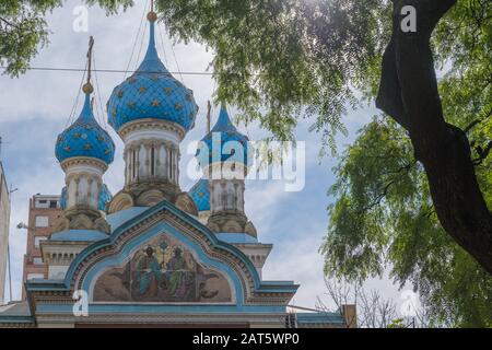 Iglesia Ortodoxa Rusa de la Santisima Trinidad or Russian Orthodox Cuch of Trinity ,city quarter San Telmo, Buenos Aires, Argentina, Latin America Stock Photo