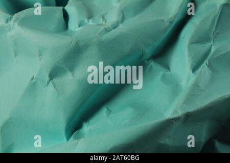 Cyan Brightly Colored Crumpled Cardstock Abstract Background Texture Stock Photo