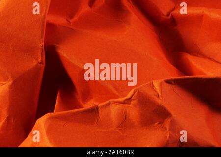 Orange Brightly Colored Crumpled Cardstock Abstract Background Texture Stock Photo