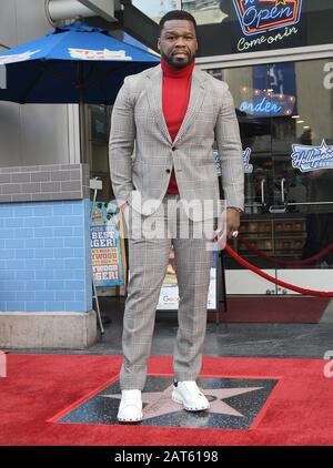 Curtis 50 Cent Jackson Honored With Star On The Hollywood Walk Of Fame Ceremony held in front of Hollywood Hamburger in Hollywood, CA on Thursday, January 30, 2020 (Photo By Sthanlee B. Mirador/Sipa USA) Stock Photo