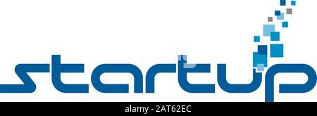 typography: start up and stylized pixels Stock Vector