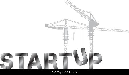 construction cranes and typography startup Stock Vector