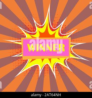 Winner Banner with Gold Letters. Winners Lottery Game Sign for Poker, Cards, Roulette. Vintage Style for Gambling Club. Stock Vector