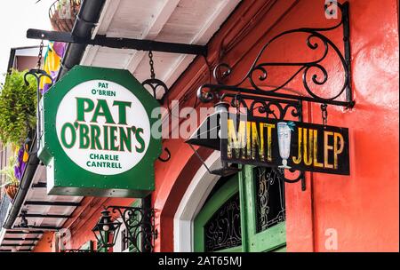 Pat O'Brien's bar at 719 St. Peter in the New Orleans French Quarter. Stock Photo