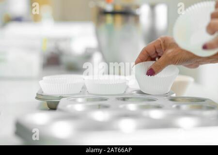 Cupcake baking dish. Professional cooking tools. Stock Photo