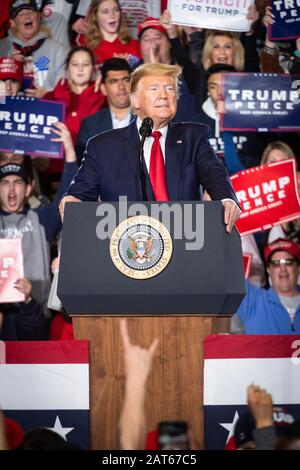 President Donald J. Trump speaks to a large crowd at the 'Keep America Great' rally held at the Wildwoods Convention Center.