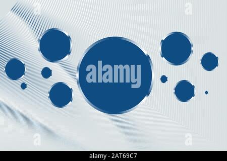 Original geometric metallic circles gradient background wallpaper template. Classic blue 2020 color. Stock Vector