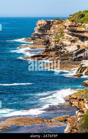 Panoramic view of coogee to bondi costal walk, Sydney