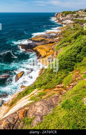 Panoramic view of coogee to bondi costal walk, Sydney