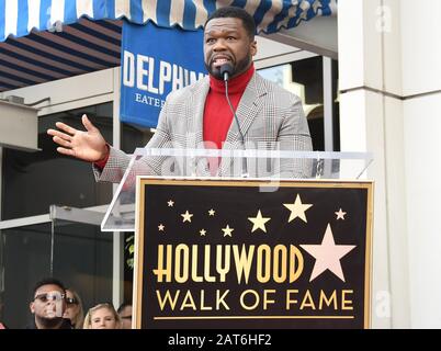 Los Angeles, USA. 30th Jan, 2020. Curtis 50 Cent Jackson Honored With Star On The Hollywood Walk Of Fame Ceremony held in front of Hollywood Hamburger in Hollywood, CA on Thursday, January 30, 2020 (Photo By Sthanlee B. Mirador/Sipa USA) Credit: Sipa USA/Alamy Live News Stock Photo