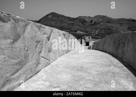 The Cretto di Burrior Cretto di Gibellina (crack of Gibellina), also known as 'The Great Cretto', is a landscape artwork undertaken by Alberto Burri . Stock Photo