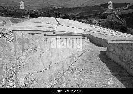 The Cretto di Burrior Cretto di Gibellina (crack of Gibellina), also known as 'The Great Cretto', is a landscape artwork undertaken by Alberto Burri . Stock Photo