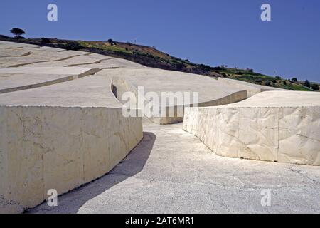 The Cretto di Burrior Cretto di Gibellina (crack of Gibellina), also known as 'The Great Cretto', is a landscape artwork undertaken by Alberto Burri ( Stock Photo