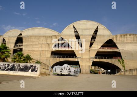 New/Nuova Gibellina, Designer Pietro Consagra's "Teatro". This theatre project's construction started in the 1980's and was never finished .Sicily. Stock Photo