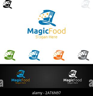 Magic Food Logo for Restaurant or Cafe Stock Vector