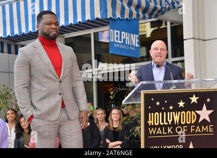 Los Angeles, USA. 30th Jan, 2020. Curtis 50 cents Jackson- star -043 50 Cent poses with his star during the 50 Cent Walk Of Fame Ceremony on January 30, 2020 in Hollywood, California Credit: Tsuni/USA/Alamy Live News Stock Photo