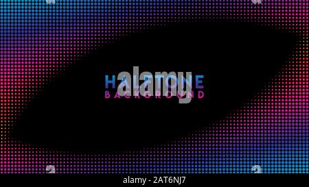 Colorful Halftone Background Design Template, Pop Art, Abstract Dots Pattern Illustration, Blue Magenta Violet Purple Gradation Wallpaper, EPS 10 Stock Vector