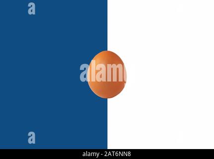 Creative egg on a white and classic blue background 2020. Advertising concept, horizontal orientation, copy space Stock Photo