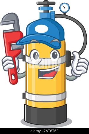 Cool Plumber oxygen cylinder on mascot picture style Stock Vector