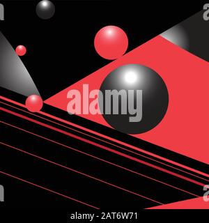 Abstract bright geometric background with different objects and shapes Stock Vector