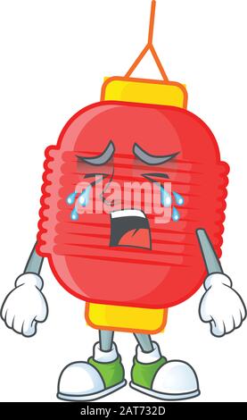 Sad of chinese lantern cartoon mascot style Stock Vector