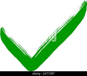 Dirty grunge hand drawn with brush strokes tick v vector illustration isolated on white background. Mark graphic design. Check mark symbol tick YES bu Stock Vector