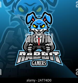 Rabbit esport mascot logo design Stock Vector